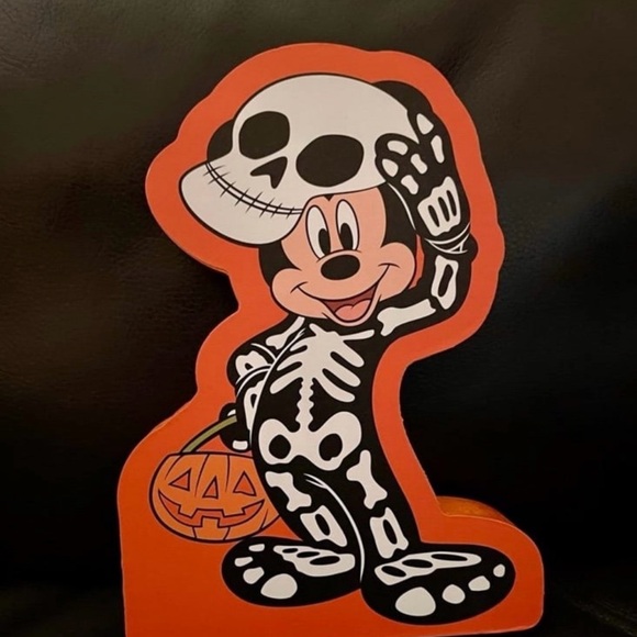 Disney Other - Halloween Disney Mickey Mouse Skeleton Wooden Sign Decor - Mickey Skeleton